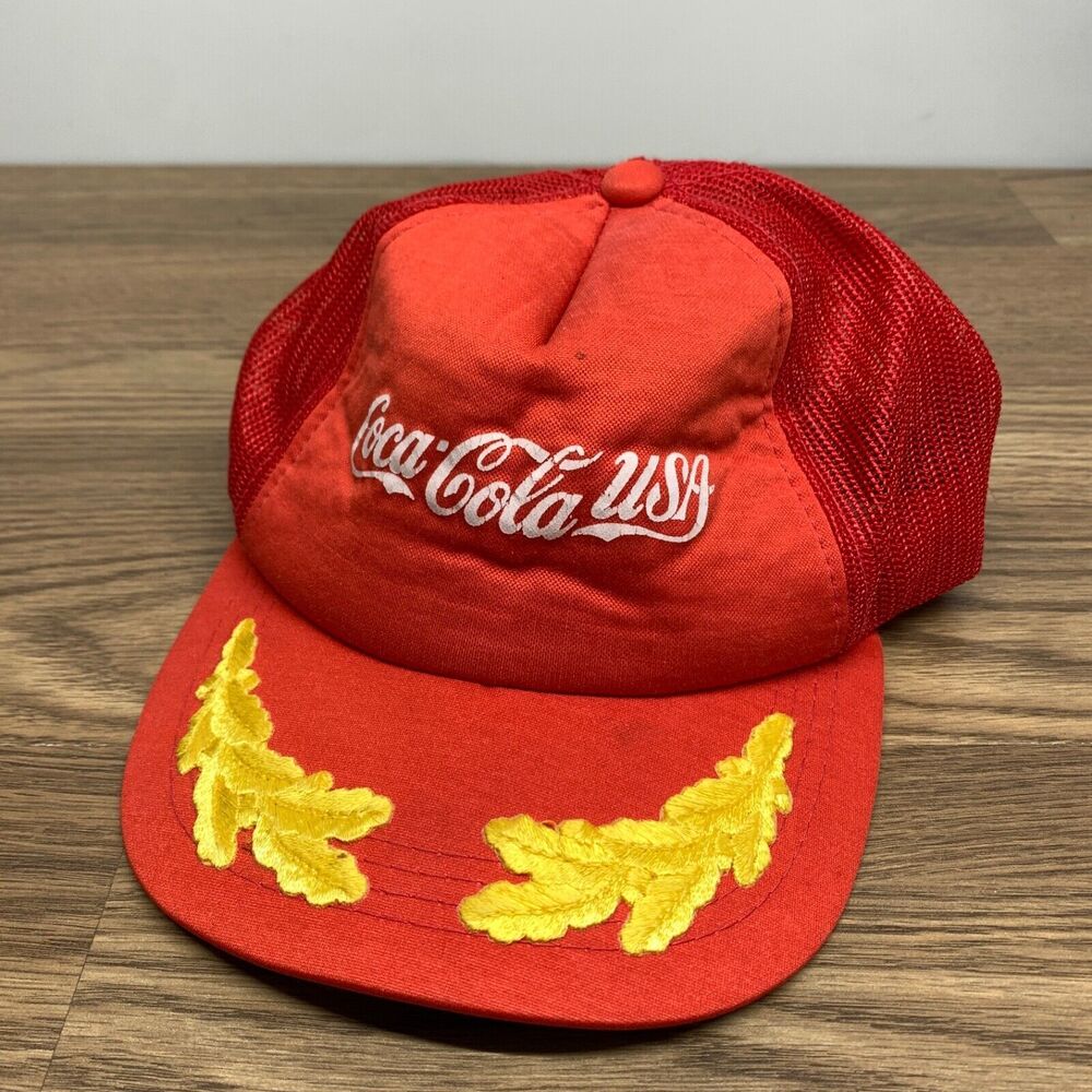Vintage Coca-Cola‎ Coke Red Trucker Snapback Hat Gold Leaf